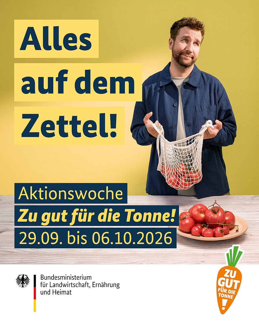 Grafik für die Aktionswoche Alles auf dem Zettel! der Initiative Zu gut für die Tonne!