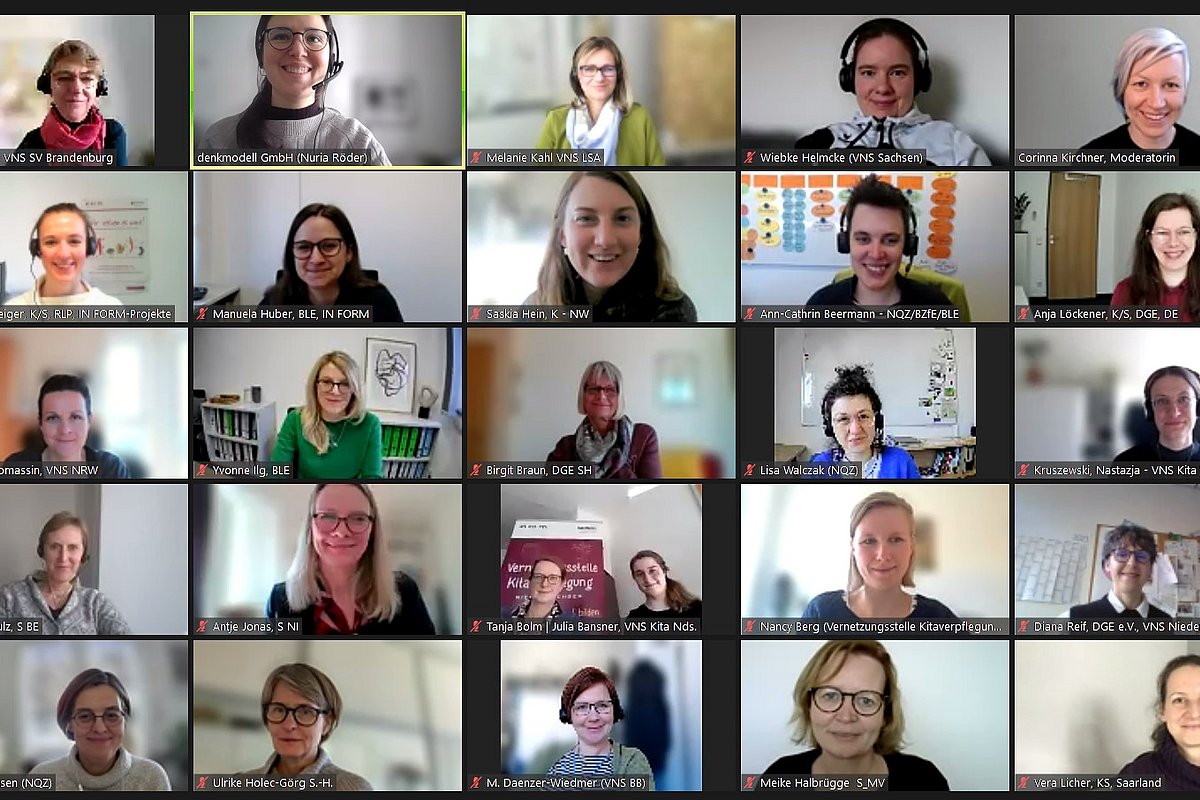 Zoom-Gruppenfoto der NQZ-Konferenz zu den IN FORM-Bundesprojekten.