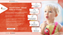 Titelbild des digitalen Leitfadens „Vorsicht Zucker – Wieviel Süßes ist erlaubt?“. Rechts lutscht ein Kleinkind an einem Lolli, links werden die fünf Kapitel des interaktiven Leitfadens zum Umgang mit Süßigkeiten in Kindertageseinrichtungen und der Kindertagespflege vorgestellt.