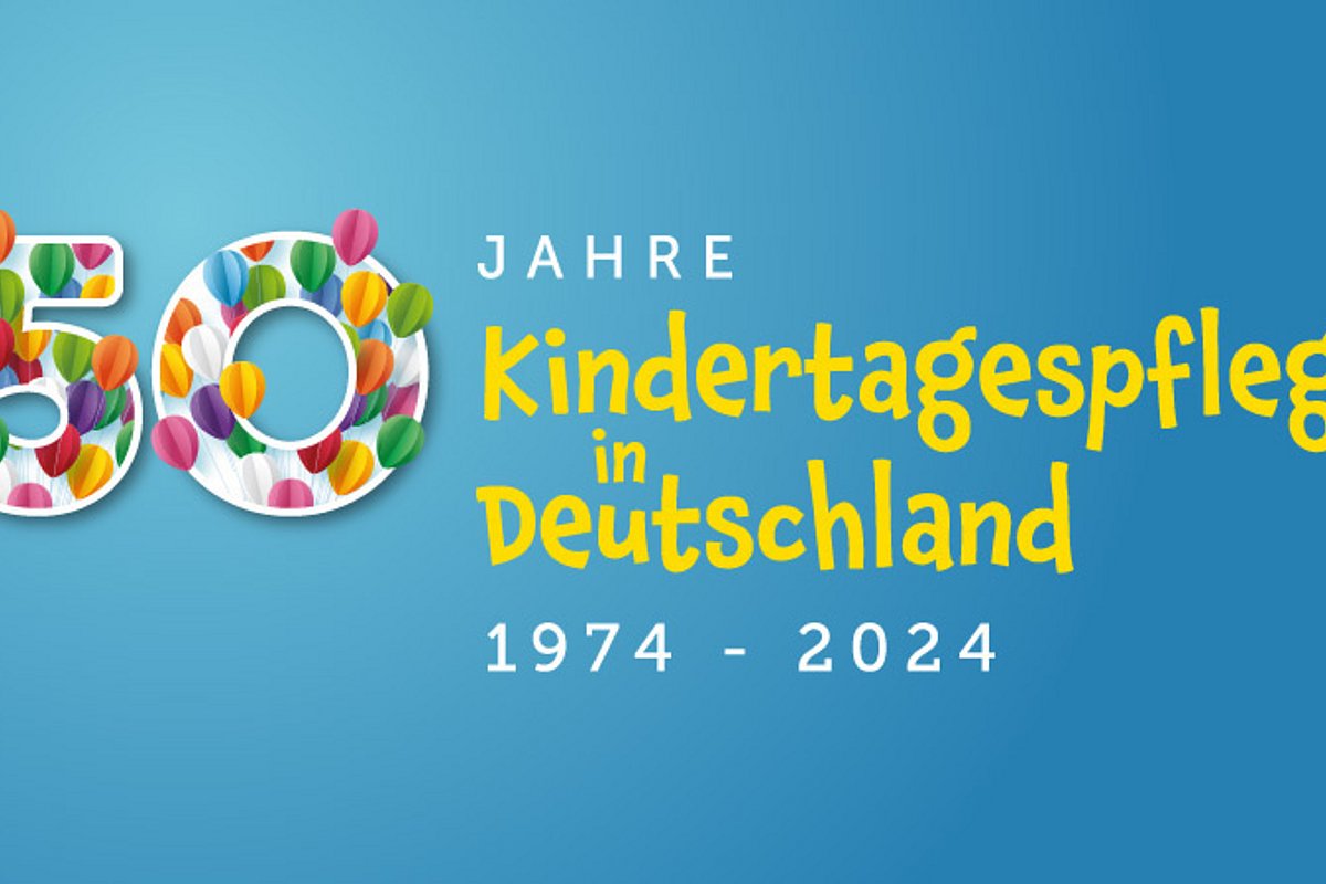 Banner Bundesverband für Kindertagespflege zum Jubliäum 50 Jahre Kindertagespflege in Deutschland