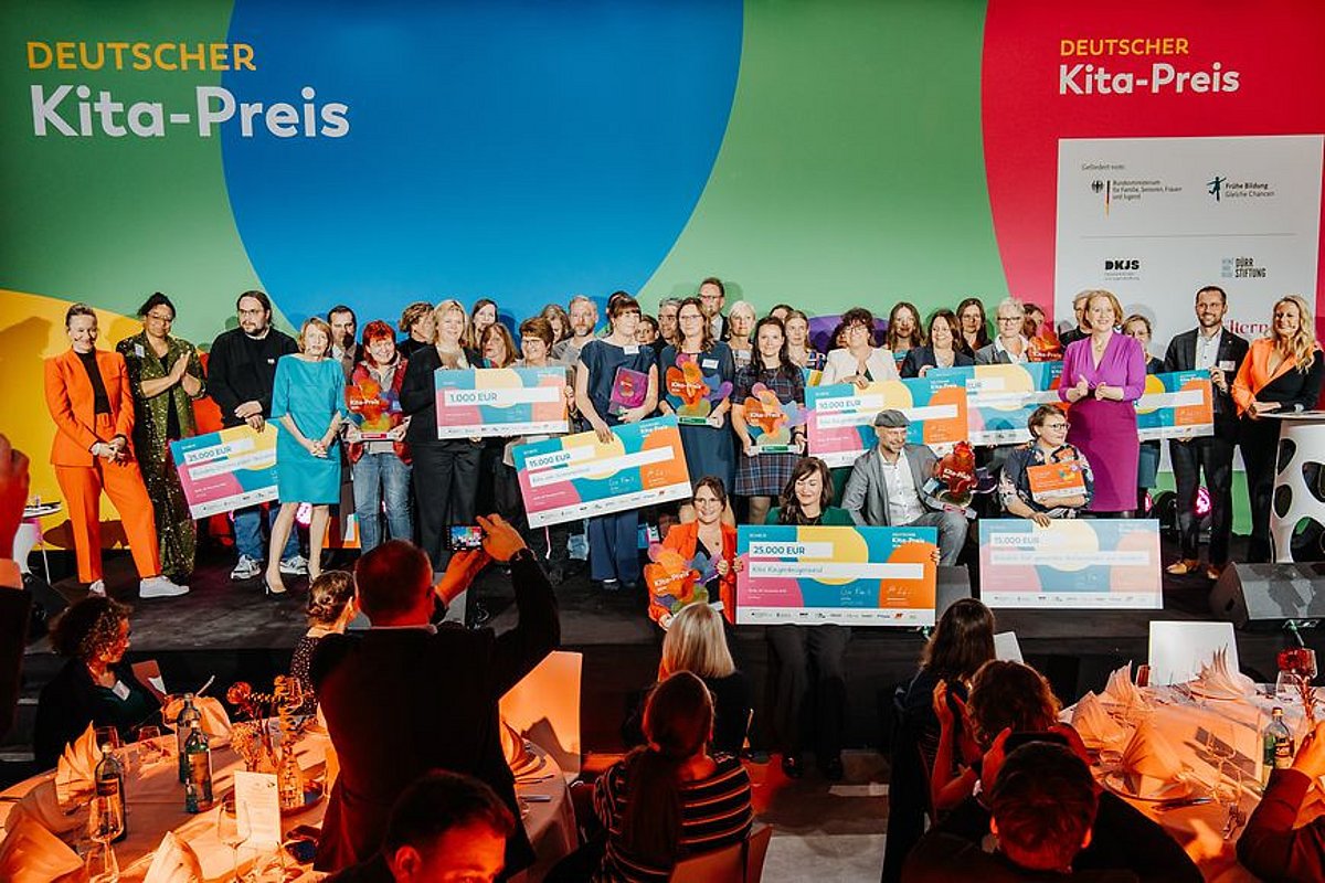 Gruppenbild der Preisträger des Deutschen Kita-Preises 2024