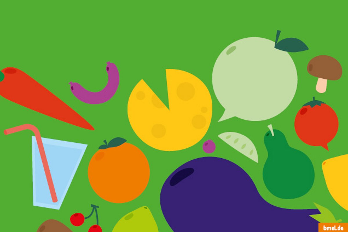 Grafik: Buntes Essen und Trinken 