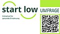 Bild zeigt Aufruf zur Umfrage zum Projekt Start low mit QR-Code